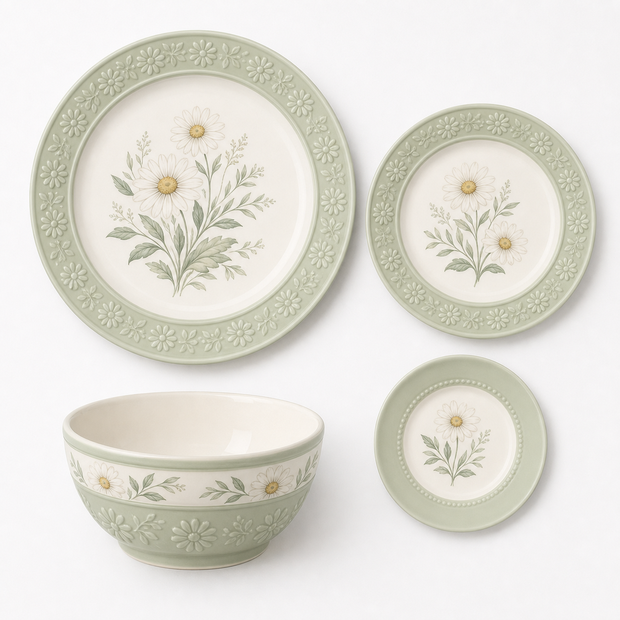 Dinnerware Place Setting · Round Embossed Rim Dinner Plate · Concept reference — catalog product view