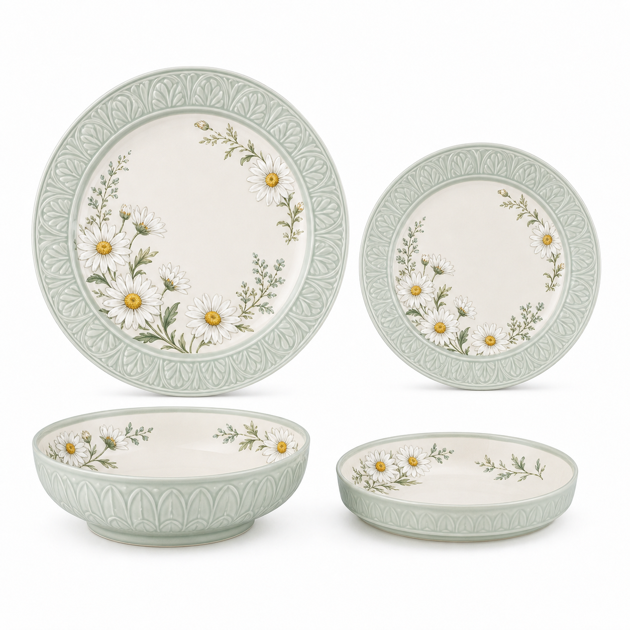 Dinnerware Place Setting · Round Embossed Rim Dinner Plate · Concept reference — catalog product view